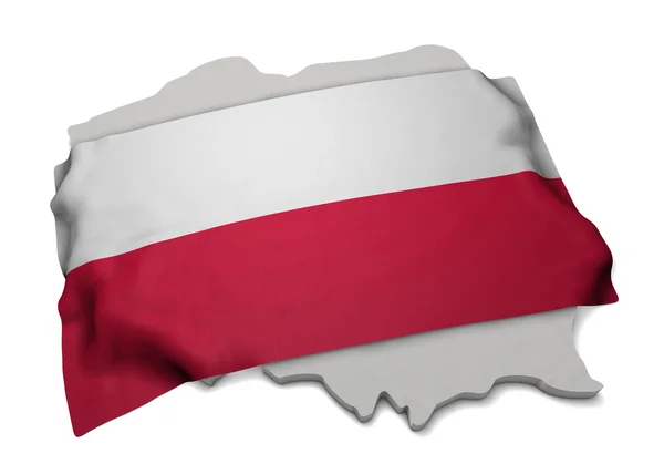 Drapeau réaliste couvrant la forme de la Pologne (série ) — Photo