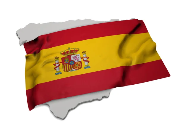 Реалистичный флаг, покрывающий форму Испании (серия ) — стоковое фото