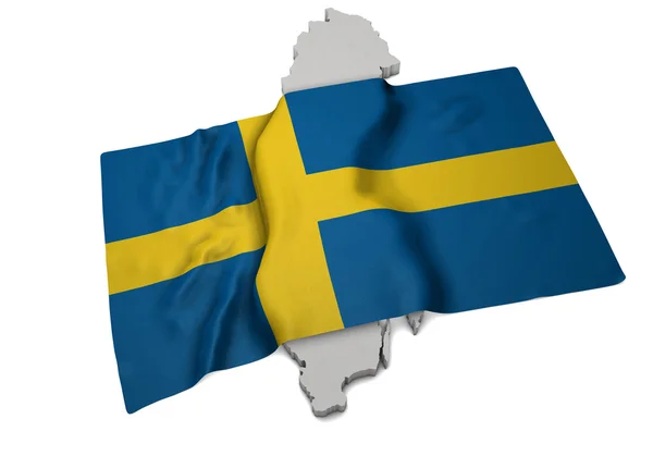 Realistic flag covering the shape of Sweden (series) — Stock Photo, Image