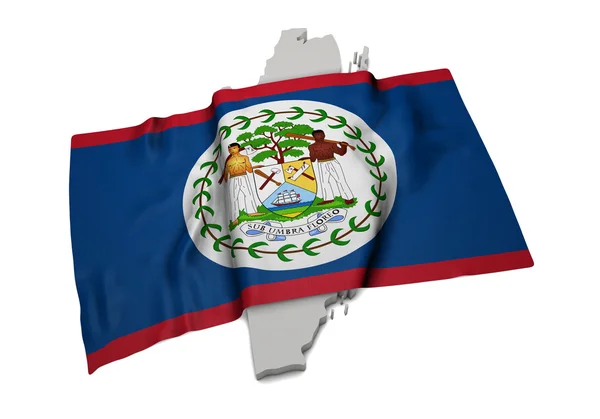 Realistyczne flaga obejmujący kształt Belize (seria) — Zdjęcie stockowe