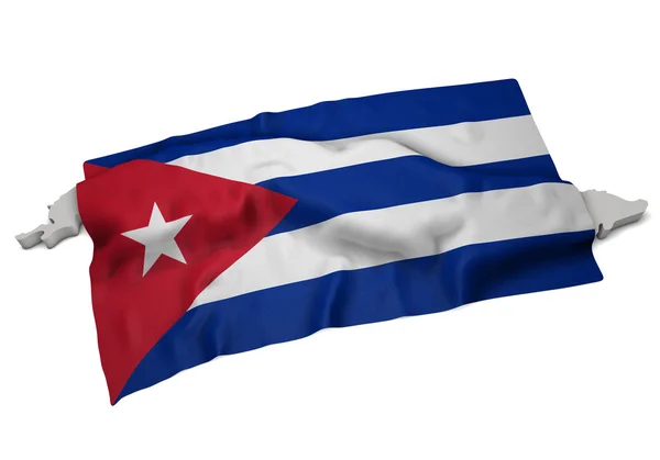 Realistyczne flaga obejmujący kształt Kuby (seria) — Zdjęcie stockowe