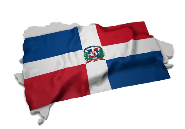 Bandeira realista cobrindo a forma da República Dominicana (série ) — Fotografia de Stock