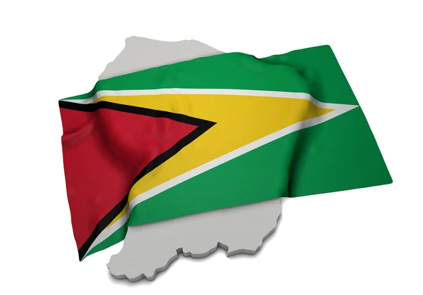 Realistické vlajka pokrývající tvar Guyana (série) — Stock fotografie