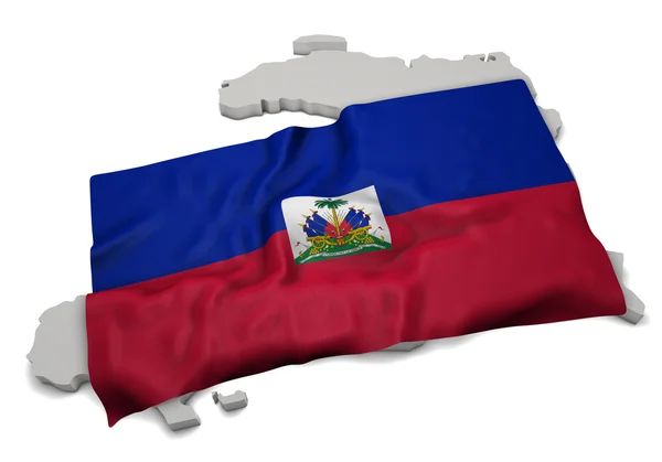 Bandeira realista cobrindo a forma do Haiti (série ) — Fotografia de Stock