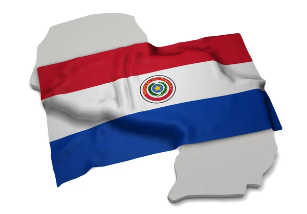 Bandeira realista cobrindo a forma do Paraguai (série ) — Fotografia de Stock