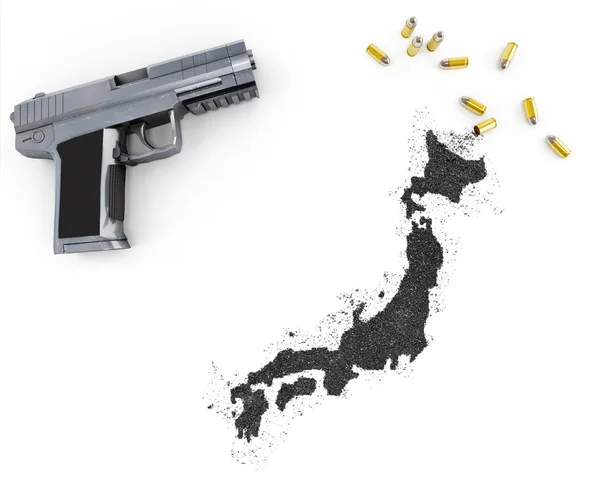 Gunpowder forming the shape of Japan .(series) — Stock Photo, Image