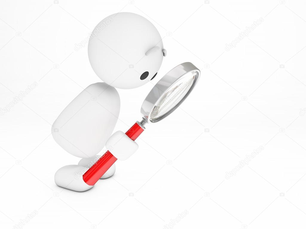 a cute 3D guy searching somehthing (3D happyman isolated series)
