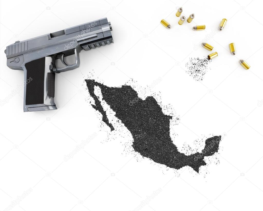 Gunpowder forming the shape of Mexico .(series)