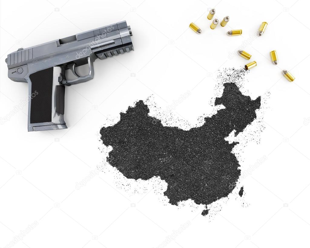 Gunpowder forming the shape of China .(series)