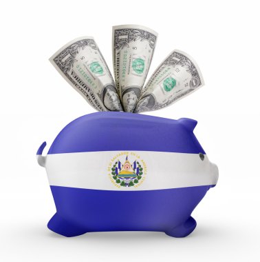 El Salvador bayrağı ile Piggy banka. (seri)