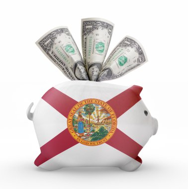 Florida bayrağı ile Piggy banka. (seri)