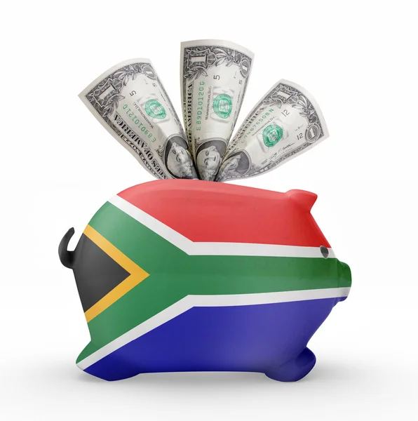 Spargris med flaggan i Sydafrika. (serien) — Stockfoto