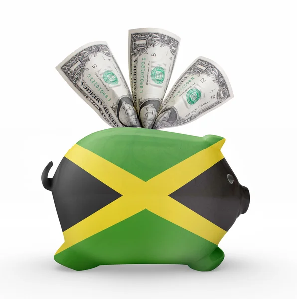 Spargris med flaggan i Jamaica. (serien) — Stockfoto