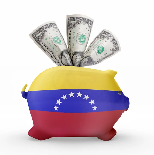 Piggy bank with the flag of Venezuela .(series) — Stock Photo, Image