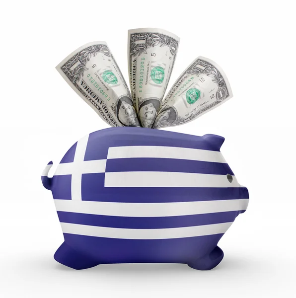 Piggy bank with the flag of Greece .(series) — Stock Photo, Image