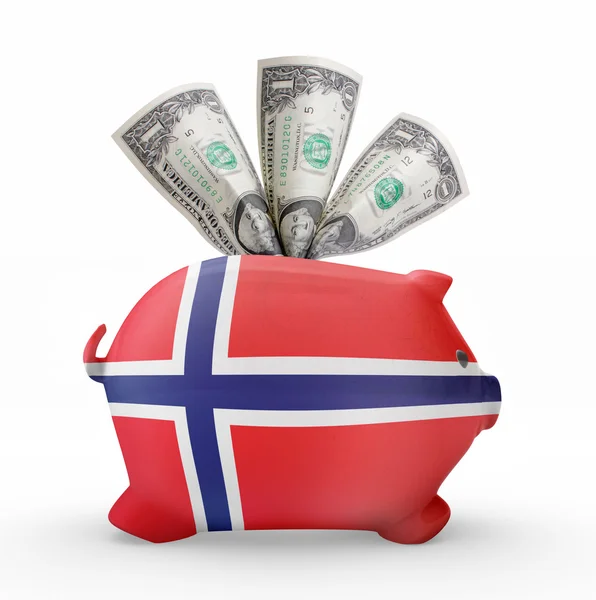 Piggy bank with the flag of Norway .(series) — Stock Photo, Image