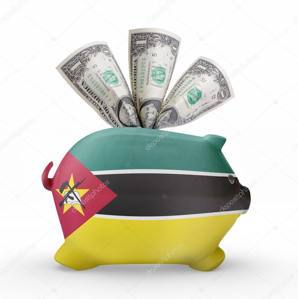 Piggy bank with the flag of Mozambique .(series)