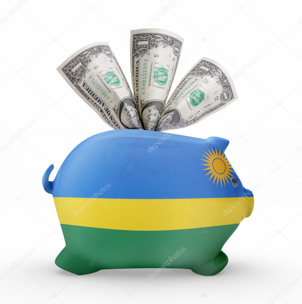 Piggy bank with the flag of Rwanda .(series)