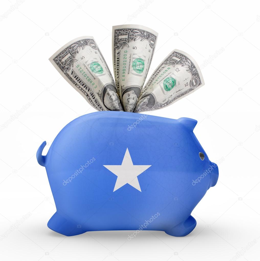 Piggy bank with the flag of Somalia .(series)