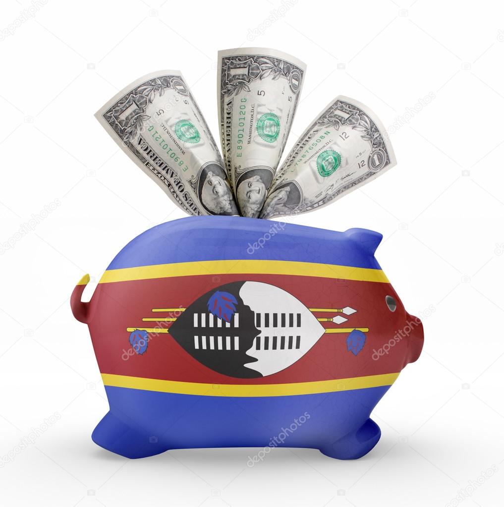 Piggy bank with the flag of Swaziland .(series)