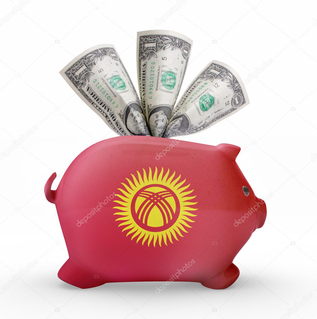 Piggy bank with the flag of Kyrgyzstan .(series)