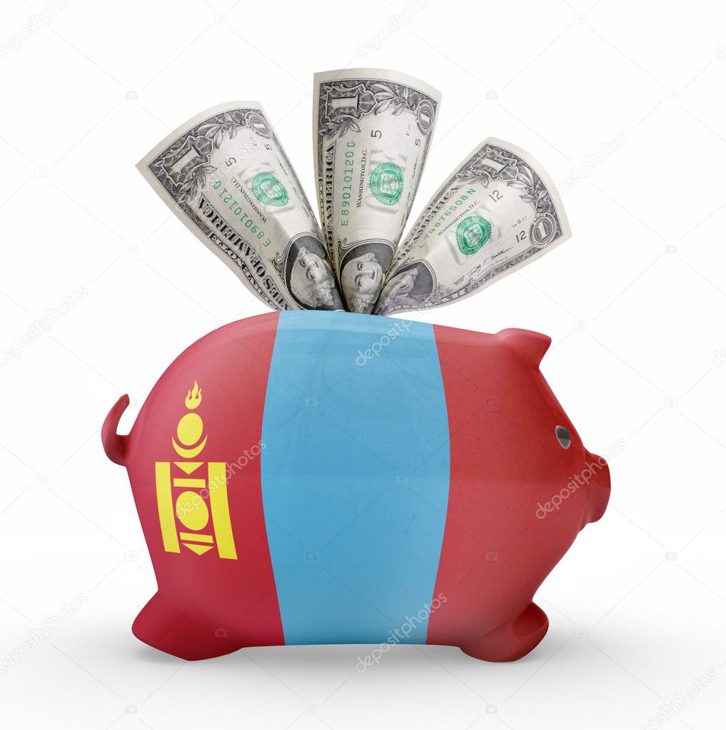 Piggy bank with the flag of Mongolia .(series)