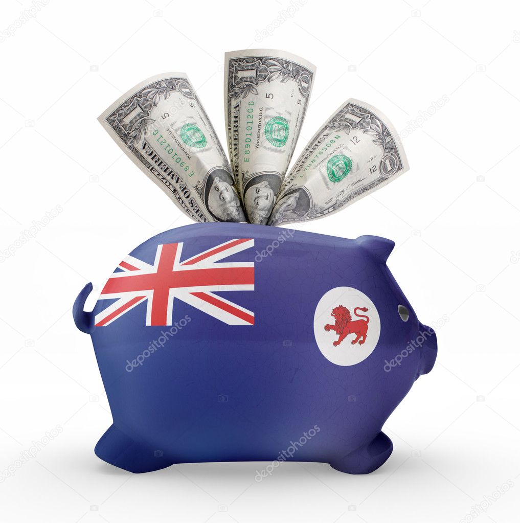 Piggy bank with the flag of Tasmania .(series)