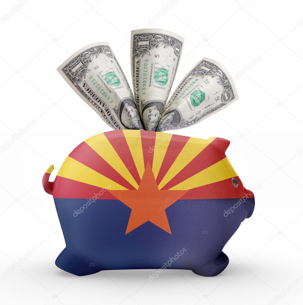 Piggy bank with the flag of Arizona .(series)