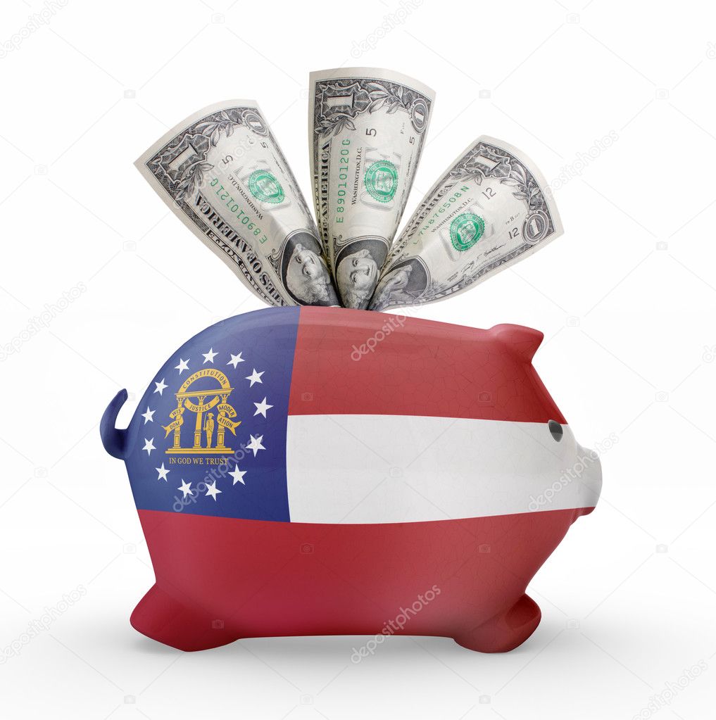 Piggy bank with the flag of Georgia .(series)