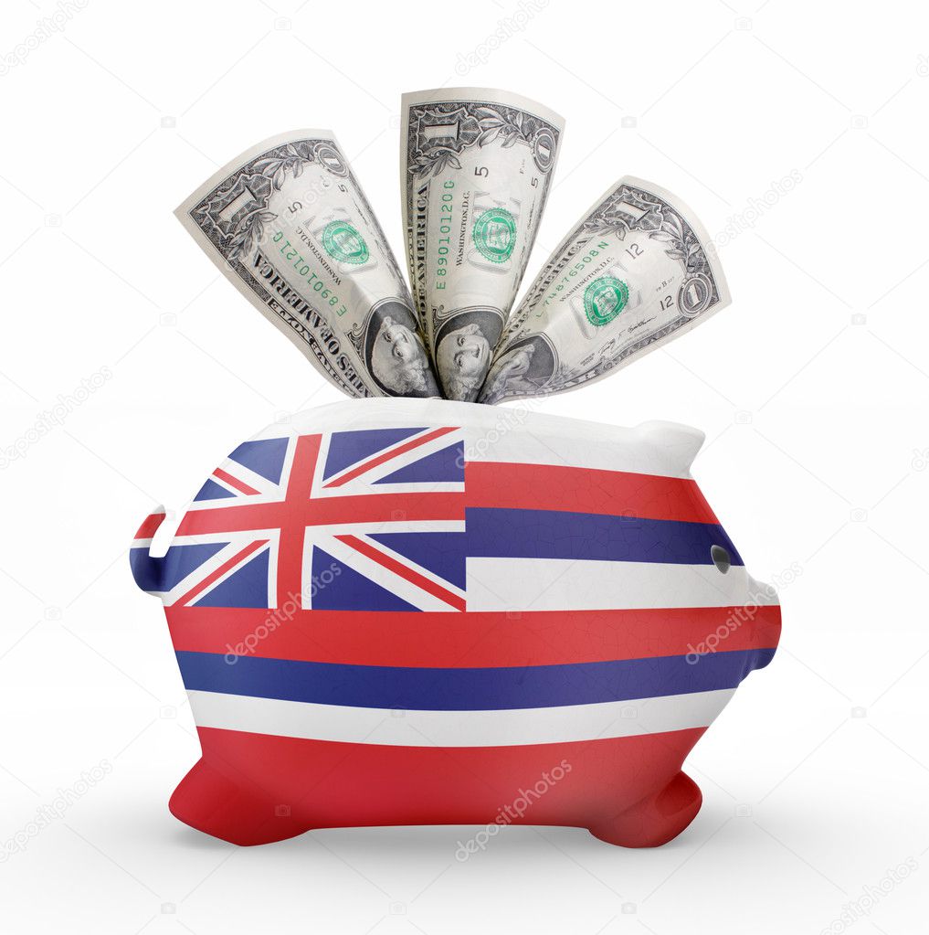 Piggy bank with the flag of Hawaii .(series)