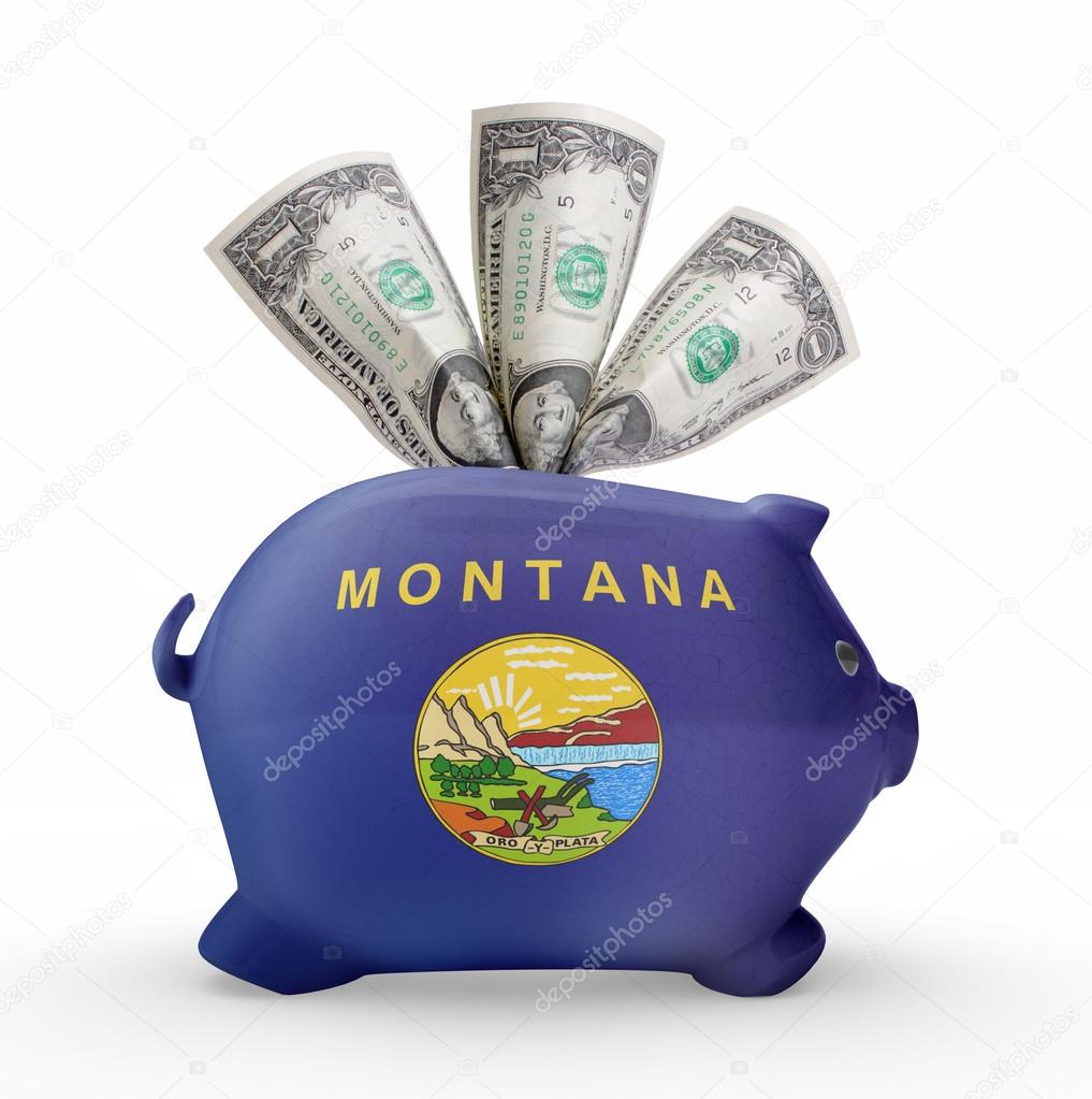 Piggy bank with the flag of Montana .(series)