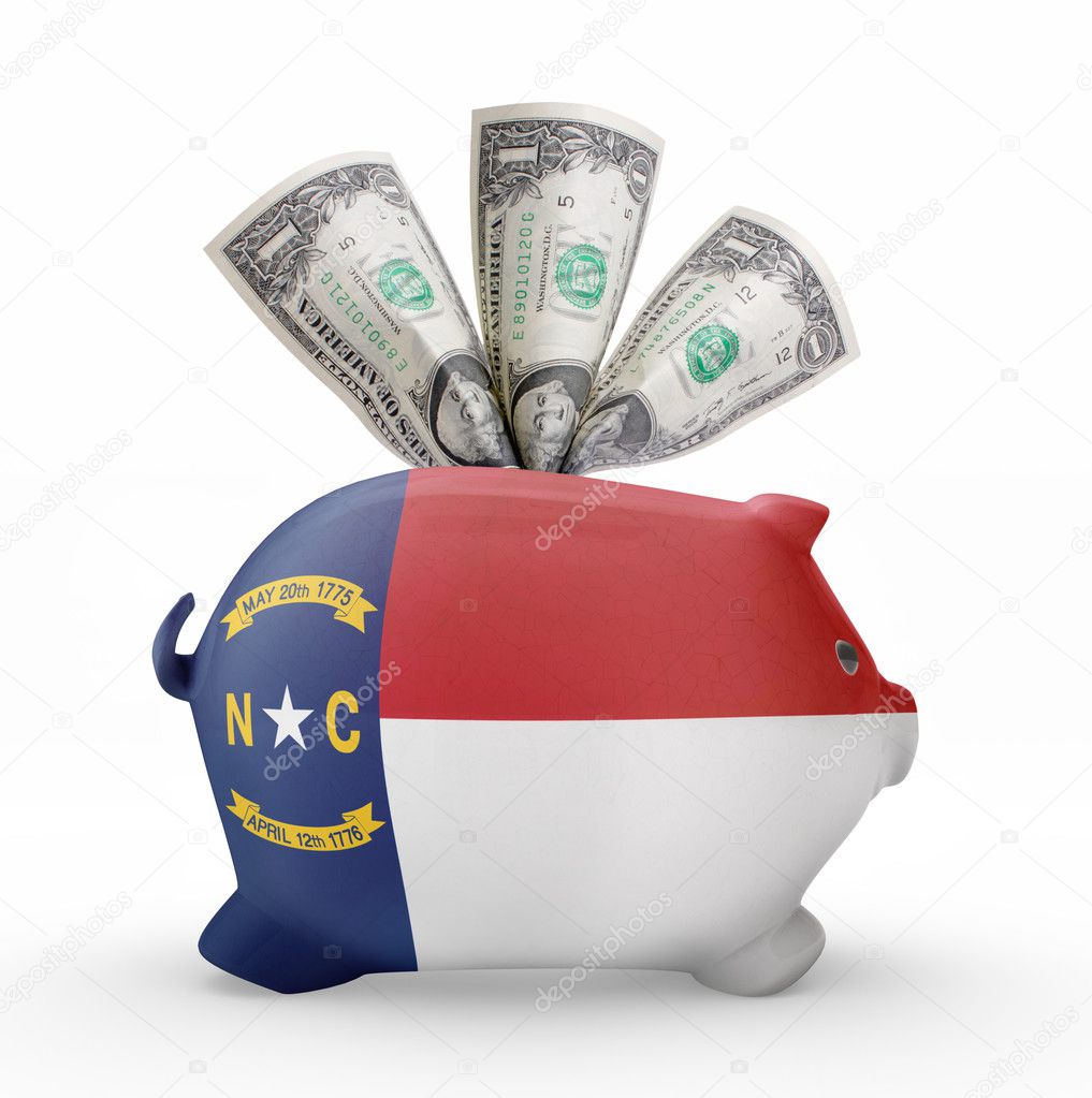 Piggy bank with the flag of North Carolina .(series)
