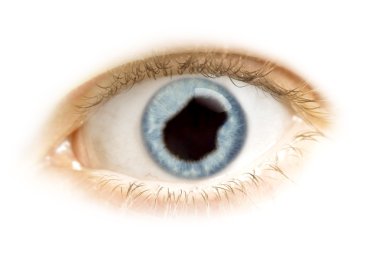 Close-up of an eye with the pupil in the shape of Nauru.(series)