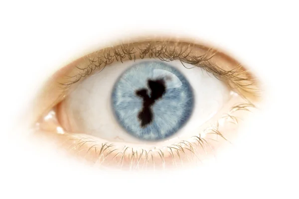 Close-up de um olho com o aluno na forma de Moçambique. (se — Fotografia de Stock