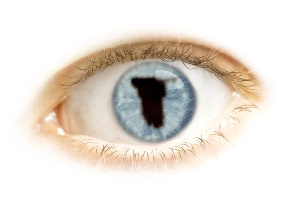Close-up de um olho com o aluno na forma de Namíbia. (série — Fotografia de Stock