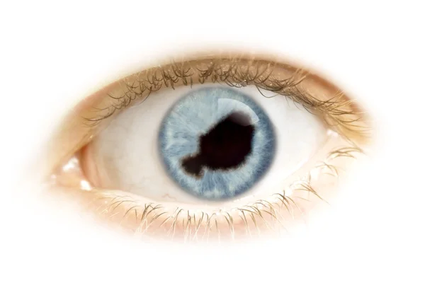 Close-up of an eye with the pupil in the shape of Niger.(series) — Stockfoto