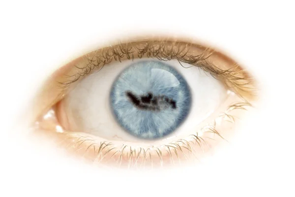 Close-up of an eye with the pupil in the shape of Indonesia.(ser — Stock Photo, Image
