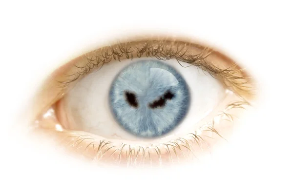 Close-up of an eye with the pupil in the shape of Malaysia.(seri — Stock Photo, Image