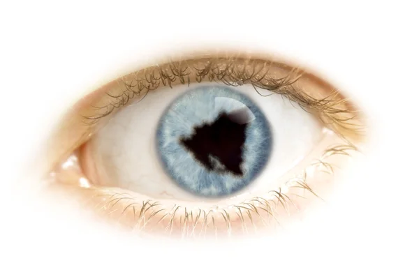 Close-up of an eye with the pupil in the shape of Nicaragua.(ser — 스톡 사진