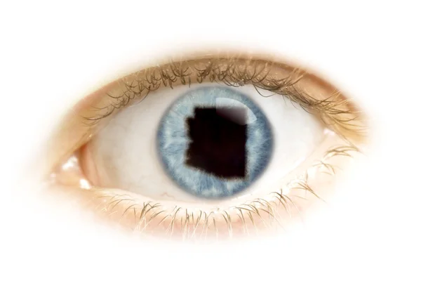 Close-up of an eye with the pupil in the shape of Arizona.(serie — Stockfoto