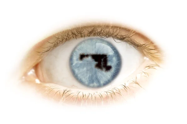 Nahaufnahme eines Auges mit der Pupille in Form eines Märchenlandes. (seri — Stockfoto
