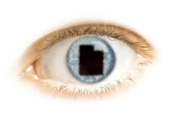 Close-up of an eye with the pupil in the shape of Utah.(series) — 스톡 사진