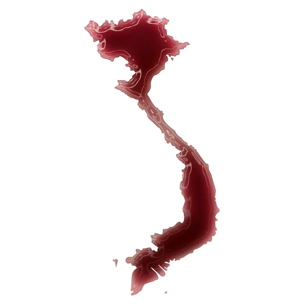 En pool med blod (eller vin) som bildade formen av Vietnam. (ser — Stockfoto