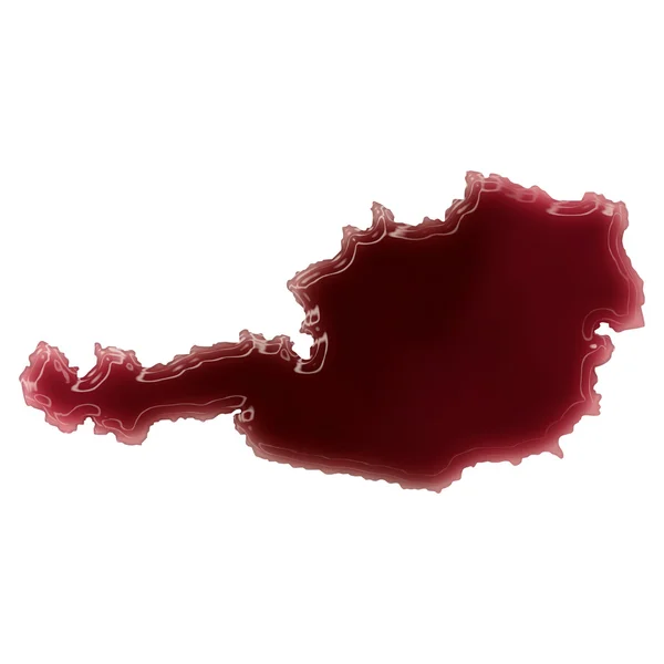 Eine Blutlache (oder Wein), die die Form Österreichs bildete. (ser — Stockfoto