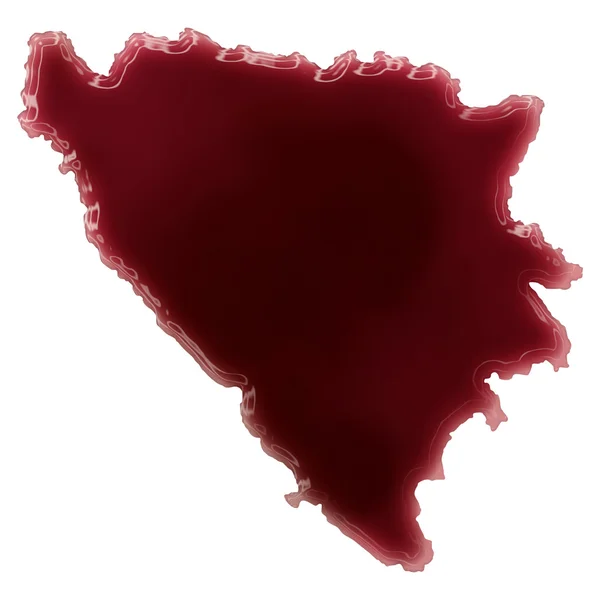 Eine Blutlache (oder Wein), die die Form Bosniens bildete, und er — Stockfoto