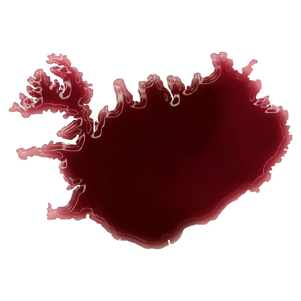 A pool of blood (or wine) that formed the shape of Iceland. (ser — ストック写真