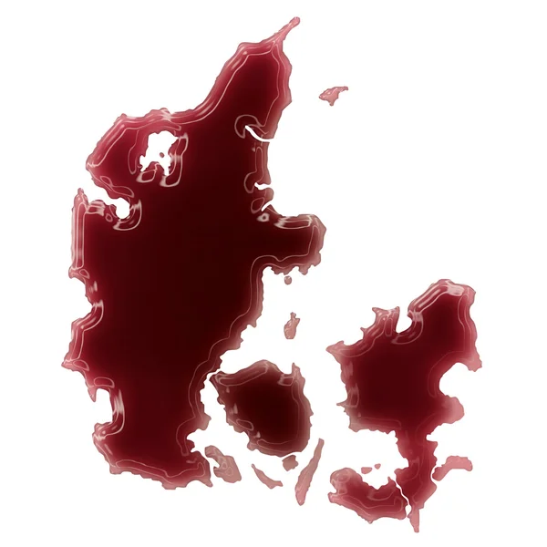Лужа крови (или вина), которая сформировала форму Дании. (ser — стоковое фото