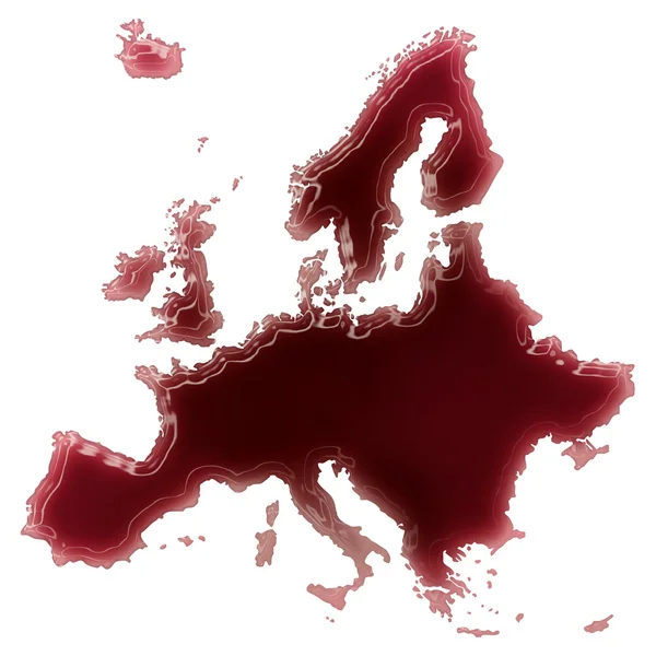 A pool of blood (or wine) that formed the shape of Europe. (seri — Stock Photo, Image
