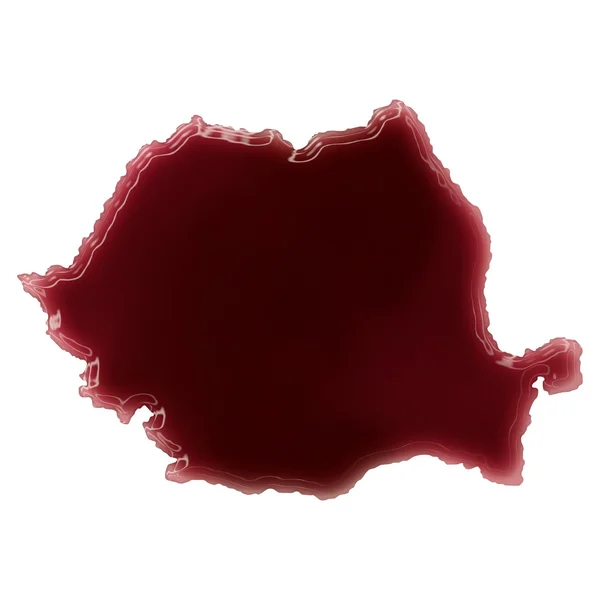 Eine Blutlache (oder Wein), die die Form Rumäniens bildete. (ser — Stockfoto