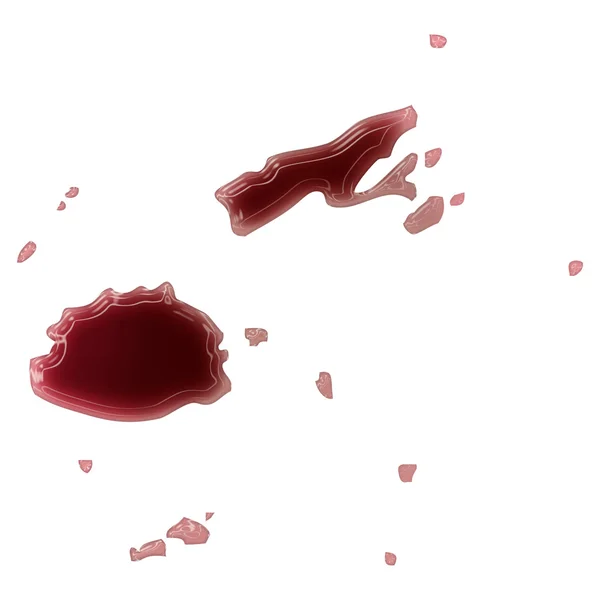 A pool of blood (or wine) that formed the shape of Fiji. (series — Stock Photo, Image